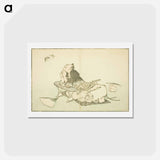 アートポストカード-A Philosopher Watching a Pair of Butterflies - 葛飾 北斎 Postcard.