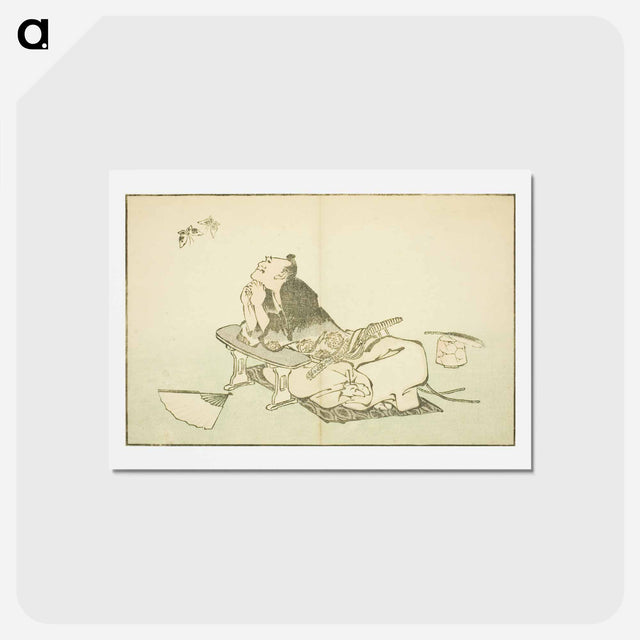 アートポストカード-A Philosopher Watching a Pair of Butterflies - 葛飾 北斎 Postcard.