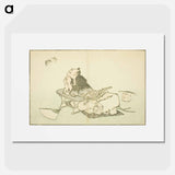 アートポスター-A Philosopher Watching a Pair of Butterflies - 葛飾 北斎 Poster.