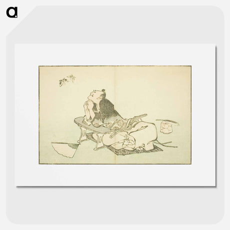 アートポスター-A Philosopher Watching a Pair of Butterflies - 葛飾 北斎 Poster.