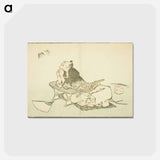 アートポストカード-A Philosopher Watching a Pair of Butterflies - 葛飾 北斎 Postcard.