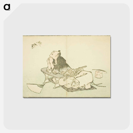 アートポストカード-A Philosopher Watching a Pair of Butterflies - 葛飾 北斎 Postcard.