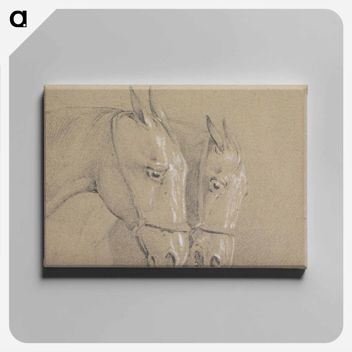 アートパネル-Heads and Necks of Two Horses Wearing Bridles, Right Profiles
 - イェール大学アートギャラリー Canvas.
