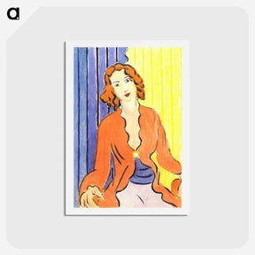 アートポストカード-Woman In Blue and Yellow Background - アンリ マティス Postcard.