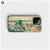 Panoramic Views along the Banks of the Sumida River - Katsushika Hokusai Phone Case.