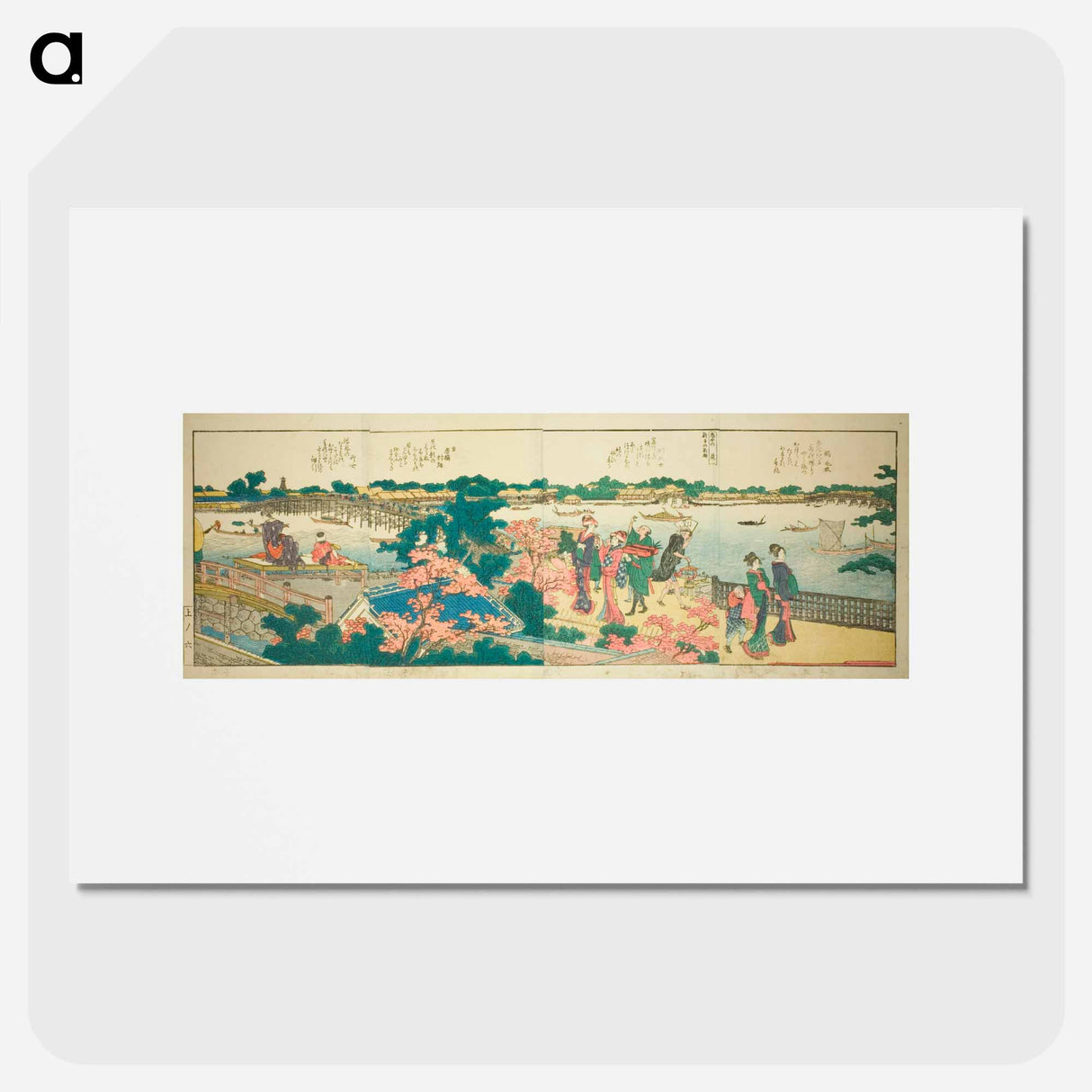 Panoramic Views along the Banks of the Sumida River - Katsushika Hokusai Poster.