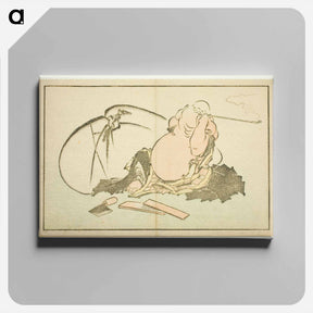 アートパネル-Hotei Smoking his Pipe - 葛飾 北斎 Canvas.