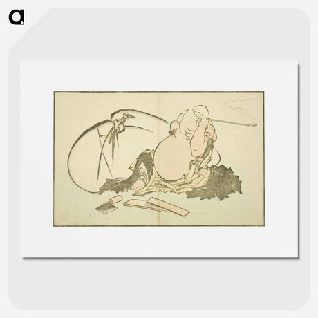 アートポスター-Hotei Smoking his Pipe - 葛飾 北斎 Poster.
