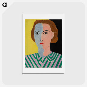 アートポストカード-Portrait with Pink and Blue Face - アンリ マティス Postcard.