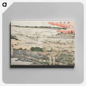 アートパネル-Hokusai's Panoramic Views of Both Banks of the Sumida River at a Glance - 葛飾 北斎 Canvas.