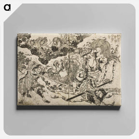 アートパネル-Hokusai's Pages from the New Illustrated Edition of 'Tales of the Water Margin' - 葛飾 北斎 Canvas.