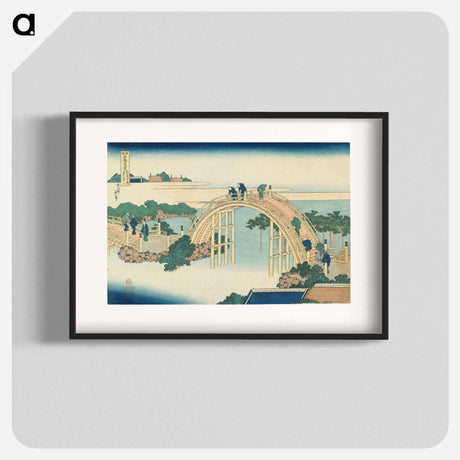 アートポスター-The Drum Bridge at Kameido Tenjin Shrine - 葛飾 北斎 Poster.