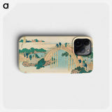 The Drum Bridge at Kameido Tenjin Shrine - Katsushika Hokusai Phone Case.