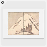 Snow at the top of the Tsukuba Mountain in Hitachi Province - Katsushika Hokusai Poster.