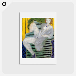 アートポストカード-Woman on a Sofa, Yellow and Blue - アンリ マティス Postcard.
