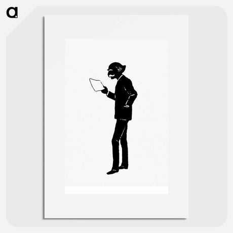 アートポスター-Elderly Scholar Silhouette
 - 大英図書館 Poster.