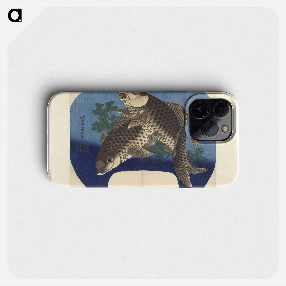 Carp Swimming by Water Weeds - Katsushika Hokusai Phone Case.
