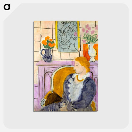 アートポストカード-Blue Dress in Ocher Armchair - アンリ マティス Postcard.
