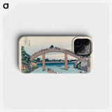 View from under Mannenbashi Bridge at Fukagawa by Katsushika Hokusai - Katsushika Hokusai Phone Case.
