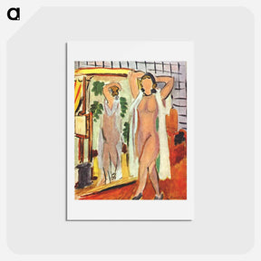 アートポストカード-Nude in White Peignoir Standing by Mirror - アンリ マティス Postcard.