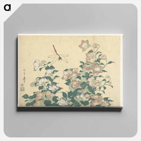 アートパネル-Dragonfly and Bellflower - 葛飾 北斎 Canvas.