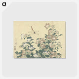 アートポストカード-Dragonfly and Bellflower - 葛飾 北斎 Postcard.