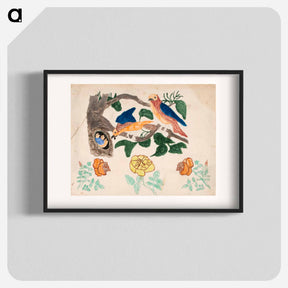 アートポスター-Three Roses and Bird's Family
 - バーンズ・コレクション Poster.