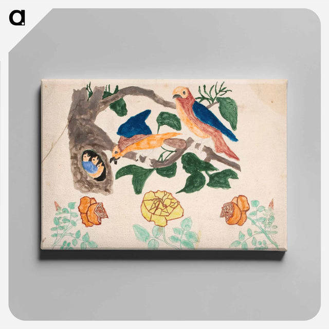 アートパネル-Three Roses and Bird's Family
 - バーンズ・コレクション Canvas.