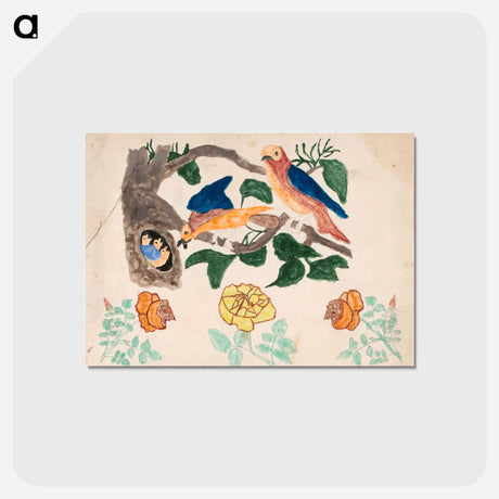 アートポストカード-Three Roses and Bird's Family
 - バーンズ・コレクション Postcard.