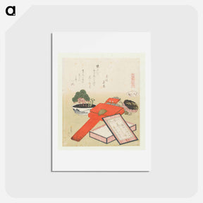 アートポストカード-The shell Shiogai salt from A comparison of Genroku poems and shells - 葛飾 北斎 Postcard.