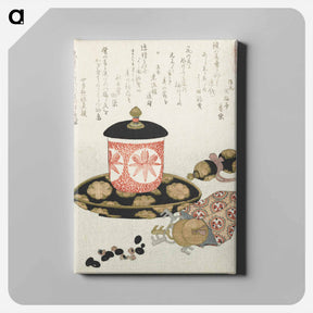 アートパネル-A comparison of Genroku poems and shells - 葛飾 北斎 Canvas.