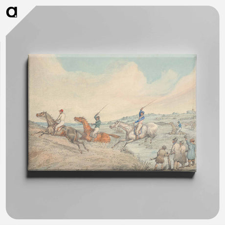 アートパネル-Steeplechasing: Three Riders Taking a Brook, Spectators on Right
 - イェール大学アートギャラリー Canvas.