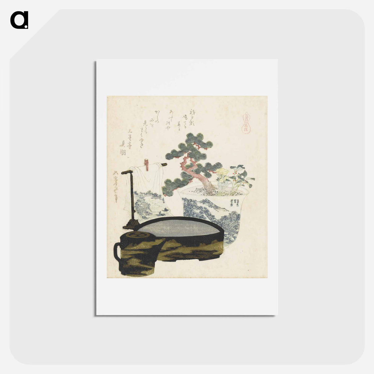 アートポストカード-A comparison of Genroku poems and shells - 葛飾 北斎 Postcard.