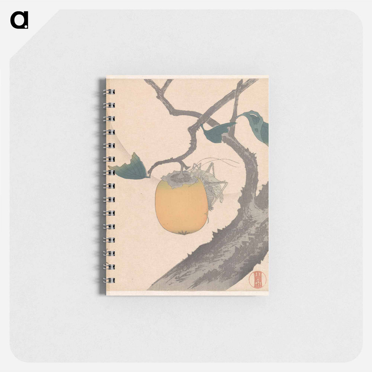 Moon, Persimmon and Grasshopper - 葛飾 北斎 Memo.