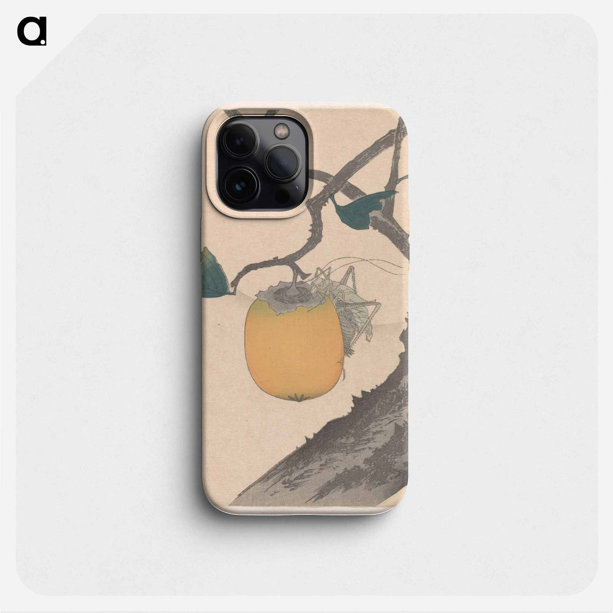 Moon, Persimmon and Grasshopper - 葛飾 北斎 Phone Case.