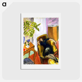 アートポストカード-Young Girl in Black in Yellow Armchair - アンリ マティス Postcard.