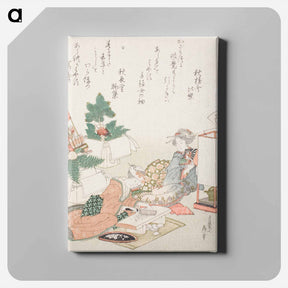アートパネル-Hokusai's Chopping Rice Cakes - 葛飾 北斎 Canvas.