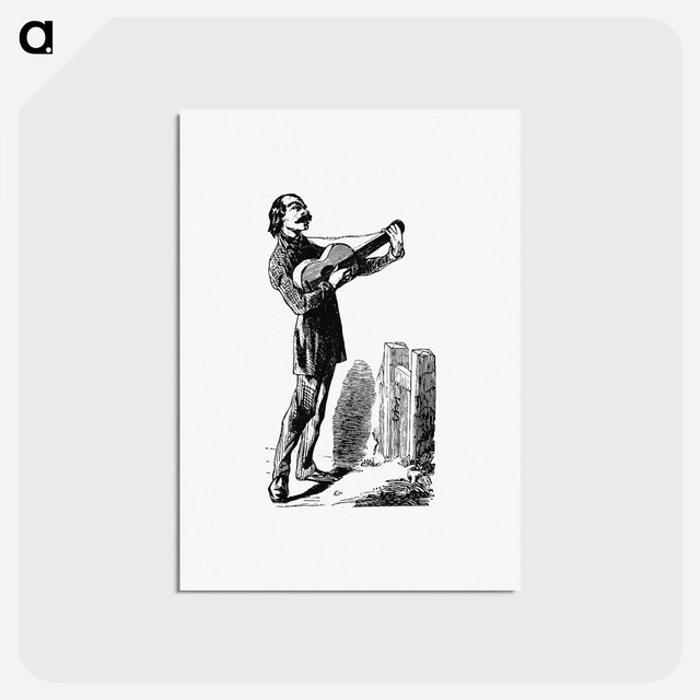 アートポストカード-Vintage Guitar Musician from Paris-Neuf, Or Dream And Reality
 - 大英図書館 Postcard.
