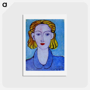 アートポストカード-Young Woman in a Blue Blouse (Portrait of L.N. Delektorskaya) - アンリ マティス Postcard.