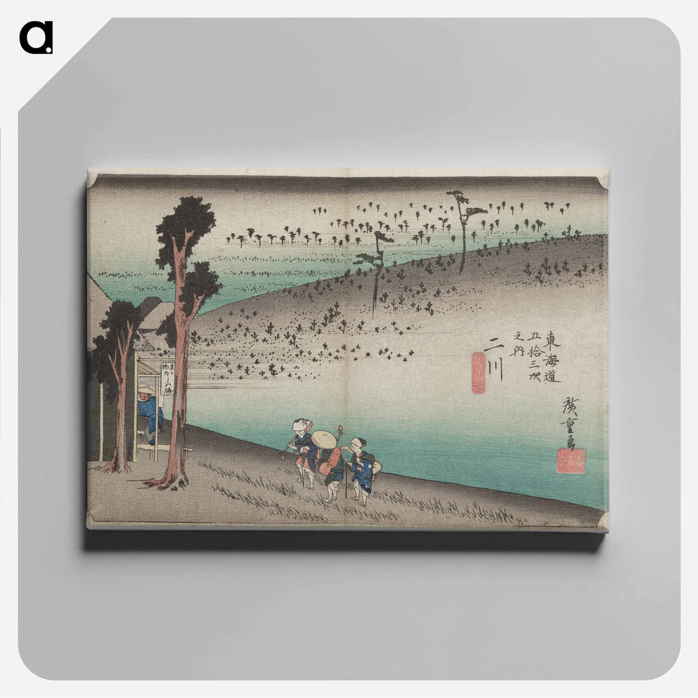 アートパネル-Travelers Approaching a Building
 - 歌川 広重 Canvas.