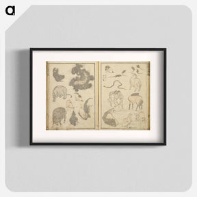 アートポスター-Random sketches by Hokusai volumes 1 to 11 - 葛飾 北斎 Poster.