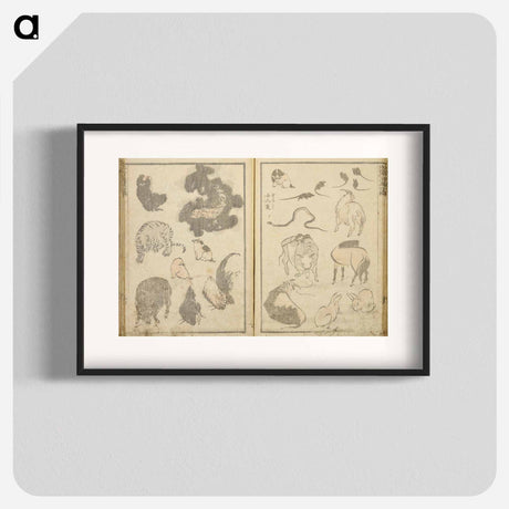 アートポスター-Random sketches by Hokusai volumes 1 to 11 - 葛飾 北斎 Poster.