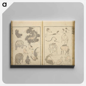 アートパネル-Random sketches by Hokusai volumes 1 to 11 - 葛飾 北斎 Canvas.