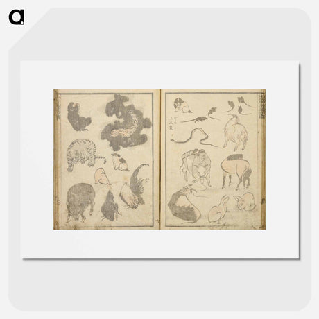 アートポスター-Random sketches by Hokusai volumes 1 to 11 - 葛飾 北斎 Poster.