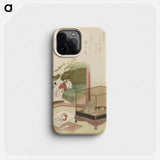 元禄歌仙貝合（屏風と器物を配した摺物） - 葛飾 北斎 Phone Case.