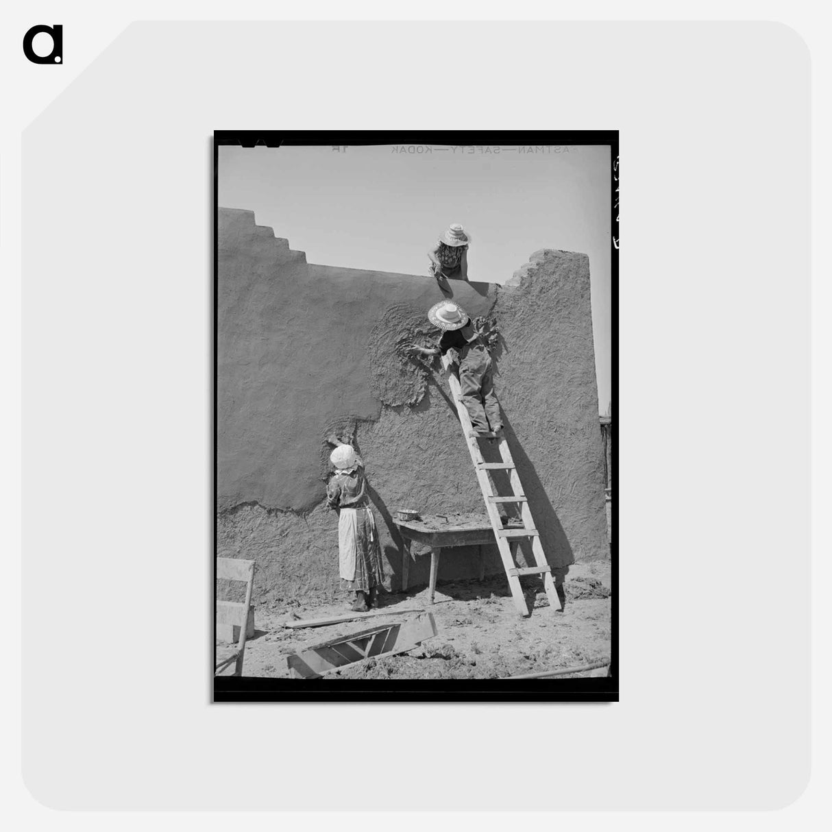 アートポストカード-Chamisal Adobe Replastering
 - ラッセル リー Postcard.
