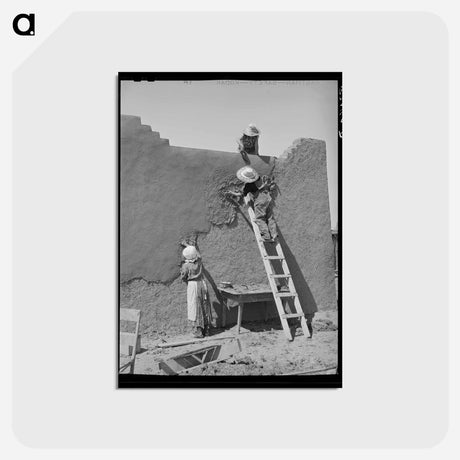 アートポストカード-Chamisal Adobe Replastering
 - ラッセル リー Postcard.
