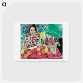 アートポストカード-Striped Robe, Fruit, and Anemones - アンリ マティス Postcard.