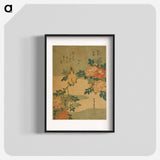 Hokusai's Warbler and Roses - Katsushika Hokusai Poster.