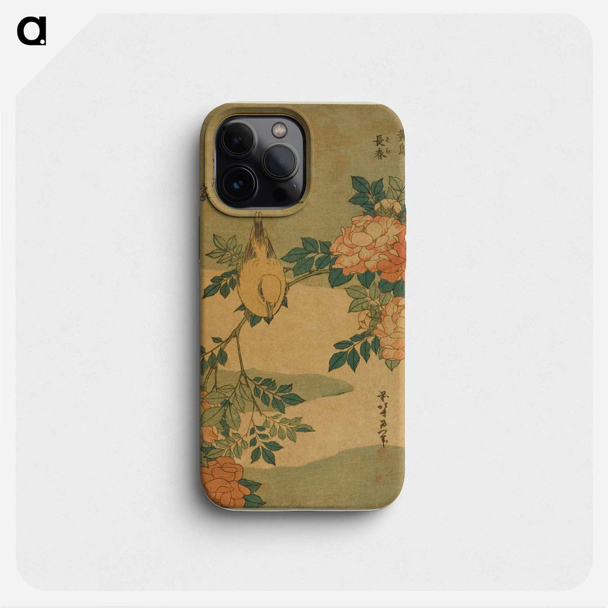 Hokusai's Warbler and Roses - 葛飾 北斎 Phone Case.